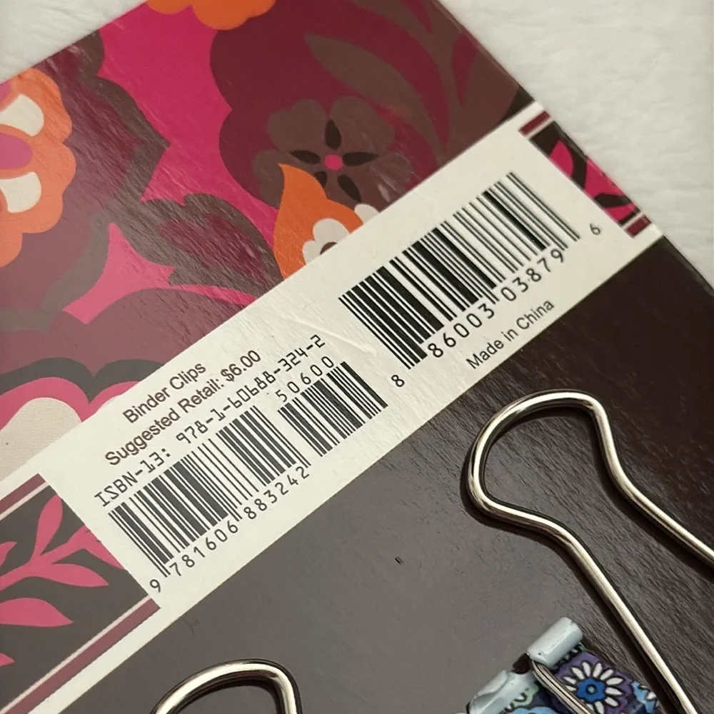 {NWT} Vera Bradley | Carnaby Blue Rhapsody Retired Metal Binder Clips Set (8pc)
